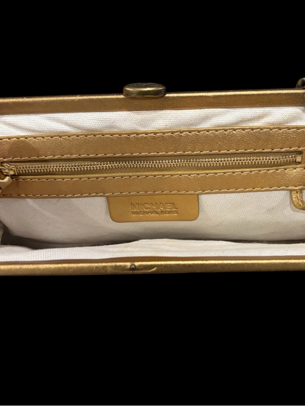 MICHAEL Michael Kors Gold Metallic Chain-HandleClutch - Picture 3 of 5